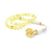 Pigado 1000 Ayar Gümüş Kazaz Püsküllü Damla Kehribar Tesbih