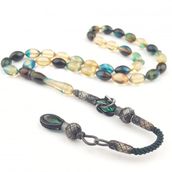 Pigado 1000 Ayar Gümüş Kazaz Püsküllü Sıkma Kehribar Tesbih