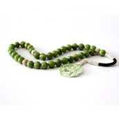 Pigado 1000 Ayar Gümüş Kazaz Püsküllü Yeşim Taşı Tesbih