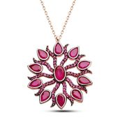 Pigado 925 Ayar Gümüş Güneş Damlası Fuşya Rengi Zirkon Taşlı Kolye