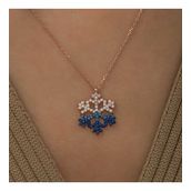 Pigado 925 Ayar Gümüş Mavi Taşlı Kar Tanesi Kadın Gümüş Kolye