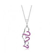 Pigado 925 Ayar Gümüş Pembe Üç Kalpli Kadın Gümüş Kolye