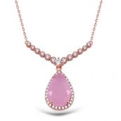 Pigado 925 Ayar Gümüş Pembe Zirkon Zarif Tasarım Gümüş Kolye