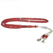 Pigado 925 Ayar Gümüş Püsküllü Kesme Model Harfli Sıkma Kehribar Tesbih