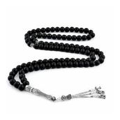 Pigado 925 Ayar Gümüş Püsküllü Mat Renk Oniks Taşlı Tesbih