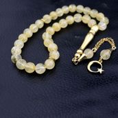 Pigado 925 Ayar Gümüş Püsküllü Sitrin Doğaltaş 33'lü Tesbih