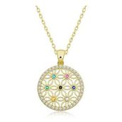 Pigado 925 Ayar Gümüş Renkli Taşlı Yaşam Çiçeği Kadın Gümüş Kolye