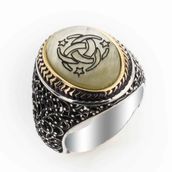 Pigado 925 Ayar Gümüş Sedef Taşlı Teşkilatı Mahsusa Yüzüğü