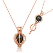 Pigado 925 Ayar Gümüş Siyah İnci Kadın Gümüş Kolye