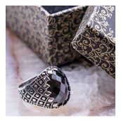 Pigado 925 Ayar Gümüş Siyah Model 8 Zirkon Taşlı Yüzük