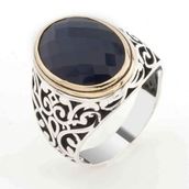 Pigado 925 Ayar Gümüş Siyah Zirkon Taşlı Model 11 Erkek Yüzük