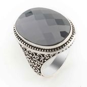 Pigado 925 Ayar Gümüş Siyah Zirkon Taşlı Model 4 Erkek Yüzük