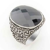 Pigado 925 Ayar Gümüş Siyah Zirkon Taşlı Model 5 Erkek Yüzük