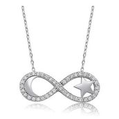 Pigado 925 Ayar Gümüş Sonsuzluk Ay Yıldız Kadın Gümüş Kolye