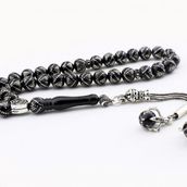 Pigado 925 Ayar Gümüş Yoğun Gümüş İşlemeli Erzurum Oltu Taşı Tesbih