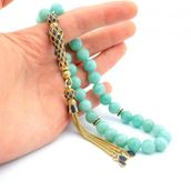 Pigado 925 Ayar Gümüş Zirkon Taşlı Turkuaz Amazonit Doğaltaş Tesbih