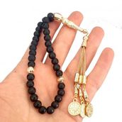 Pigado Osmanlı Tuğrası İşlemeli Küre Kesim Siyah Oniks Tesbih