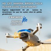 Piha B6 MiniDrone 2Batarya ile 30Dakika Uçuş Beni Takip Et Gps 1080p Hd Çift Kamera Engelden Kaçınma - Beyaz - 2 Batarya