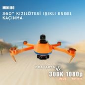 Piha B6 MiniDrone 2Batarya ile 30Dakika Uçuş Beni Takip Et Gps 1080p Hd Çift Kamera Engelden Kaçınma - Turuncu - 2 Batarya