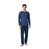 Pijadore Erkek Lacivert Viskon Uzun Kollu Pamuklu Pijama Takımı 1753