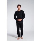 Pijadore Erkek Siyah %100 Pamuk Uzun Kollu Pamuklu Pijama Takımı 1750