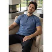 Pijama Evi Midnight Steel Kısa Kollu Pat Detaylı Elegant Erkek Pijama Takımı - Indigo