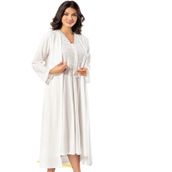 Pijama Pazarı 2370 Kadın Hamile Lohusa Sabahlıklı Gecelik Takım-ekru EKRU XL