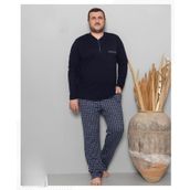 Pijamoni Erkek Battal Düğme Yaka Penye Uzun Kol Pijama Takımı 6720/10 - 1 Adet