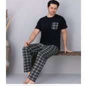 Pijamoni Erkek Bisiklet Yaka Kısa Kol İnce Pijama Takımı 6163/7 - 1 Adet
