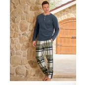 Pijamoni Erkek Düğme Yaka Kışlık Polar Pijama Takımı 6100/18 - 1 Adet
