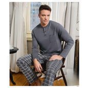 Pijamoni Erkek Düğme Yaka Uzun Kol Mevsimlik Pijama Takımı 6800/11 - 1 Adet