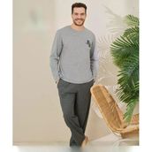 Pijamoni Erkek Pamuklu Bisiklet Yaka Uzun Kol İnce Pijama Takımı 6150/11 - 1 Adet Gri 2Xl