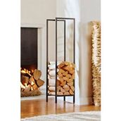 Pimango Lignum Dekoratif Metal Odunluk Şömine Odun Sehpası 120CM - Siyah