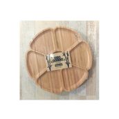 Pinkev Dönen Standlı Bambu Sunum Tabağı - Çap:32cm
