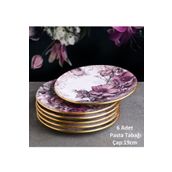 Pinkev Petunia 6 Kişilik 19cm Seramik Pasta Tatlı Sunum Tabağı Takımı Seti