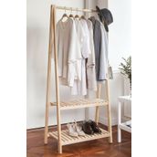Pinoxi Dogal Ahsap Ayakli Elbise Askilik Konfeksiyon Askilik Gardirop 148X66x38 Cm
