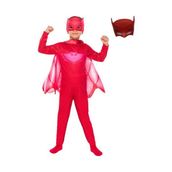 PJ Masks Owlette Kırmızı Baykuş 2 Maskeli Pelerinli Kız Çocuk Kostüm