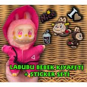 Plankton Tasarım Squid Game Labubu Kıyafeti ve Aksesuar - Sticker Seti Hediye (Bebek dahil değildir)