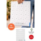 Plas+Plus Güçlendirilmiş El Geçmeli Takviyeli Mağaza Poşeti 32 x 42 cm Elit Yıldız Desen Baskı 50 Adet Plastik