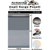 Plastik Kargo Poşeti Cepli 18X25+5 Cm 50 Adet 1 Paket Ekonomik Cepli Kargo Poşeti Dayanıklı Gri Esnek
