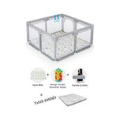 Playard Güvenli Bebek Ve Çocuk Oyun Alanı Oyun Parkı 120x120 Oyun Matı Topları Ve Yataklı Açık Gri acik-gri