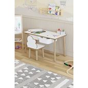Pofitto Montessori Çocuk Masası-Oyun Masası-Aktivite Masası-Etkinlik Masası Takımı 1 Bulut Sandalye - Beyaz
