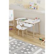 Pofitto Montessori Çocuk Masası-Oyun Masası-Aktivite Masası-Etkinlik Masası Takımı 1 Tavşan Sandalye - Beyaz
