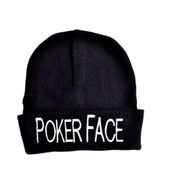 Poker Face Yazılı Sloganlı Kadın Erkek Unisex Siyah Bere