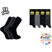 Pola 1000-7 Dört Mevsim Likralı Erkek Bambu Çorap 12'li - Renkli - 40 - 44
