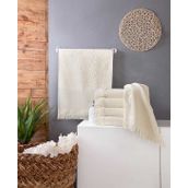Pola Life Soft Krem 6'lı Etamin Bordorlu Kadife Jakarlı Saçaklı Havlu