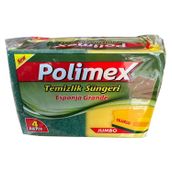 Polimex 4,5x9x12 cm 4 Adetlik Paket Endüstriyel Büyük Boy Oluklu Bulaşık Süngeri
