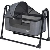 POLLY BABY Keten Fileli Silinebilir Portatif Sallanır Anne Yanı Füme Hamak Beşik