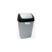 Polytime Sallanır Kapak Ofis Banyo Mutfak Bahçe Çöp Kutusu Kovası 10 L Gri 37x24x19 CM.