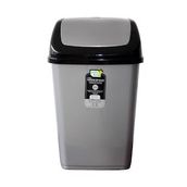 Polytime Sallanır Kapak Ofis Banyo Mutfak Bahçe Çöp Kutusu Kovası / 5 Litre / Gri / 29x14x17 Cm.